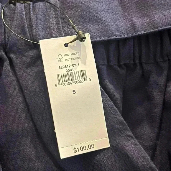 Banana Republic off shoulder short sleeve linen navy mini with belt. Small. NWT - Picture 5 of 8